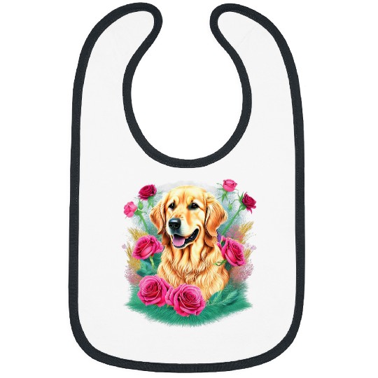 Golden Retriever bouquet Flower Happy Mothers Day Dog Bibs