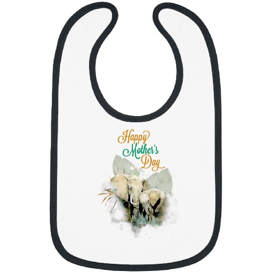 Elephant Pet Mama Elephant and baby Cute Animal Happy Mothers Day Bibs