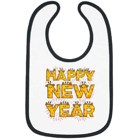 Giraffe Pet NYE Party Giraffe Print Happy New Year Eve Confetti Bibs