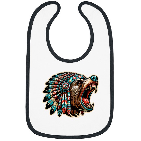 Bear Pet Pacific Northwest Native American Indian Style Grizzly Bear 2 Bibs