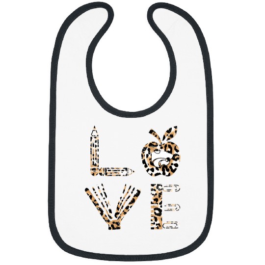 Kansas State Wildcats Stacked Love Leopard Teacher Things Bibs