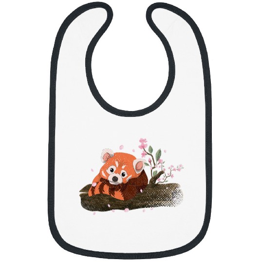 Panda Pet Chinese Wildlife Forest Animal Cherry Blossom Cute Red Panda Bibs