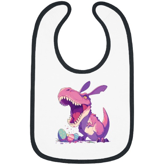 Colorful Easter Eggs Hunt 2024 TRexs With Bunny Ears Dinosaur Bibs