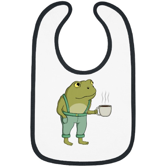 Coffee Fun Frog Cute Cottagecore Aesthetic Toad With Coffee Bibs