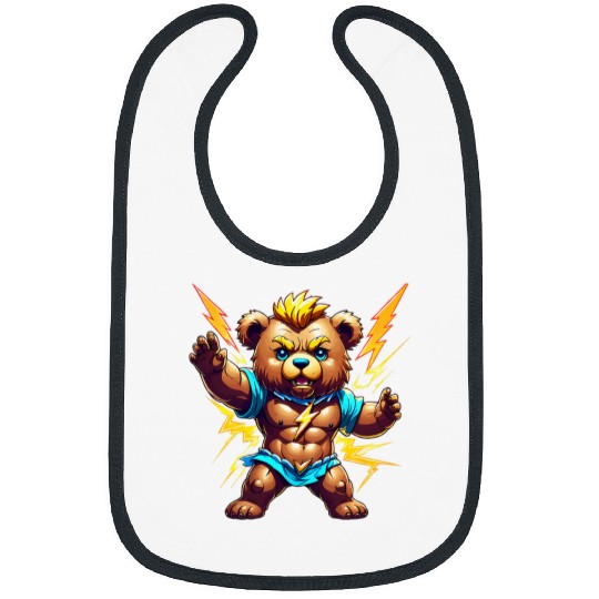 Bear Pet Zeus Greek God of Lighting Thunder Teddy Bear Cartoon 4 Bibs