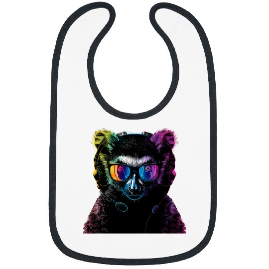 Lemur Pet DJ Lemur Music Headphones Beatmaker Techno EDM Lemur Lover Bibs