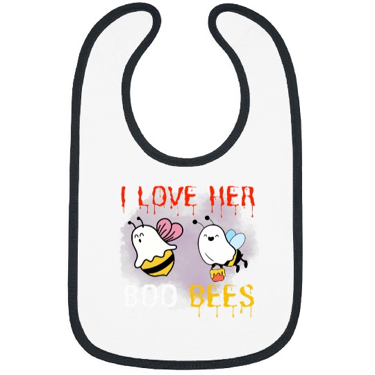 I Love Her Boo Bees Funny Couples Halloween Bibs