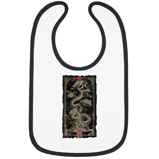 Dragon Pet Elegant back print Ying and Yang chinese bonsai dragon Bibs