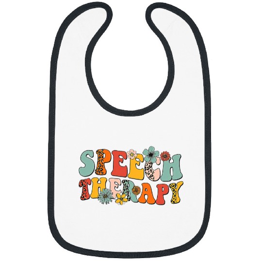 Retro Groovy Speech Therapy Leopard SLP Speech Therapist Bibs