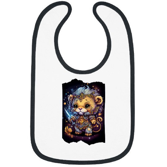 Lion Pet Chibi Style Kids Cute With Celestial Elements Bibs