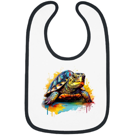 Colorful Splash Art Eastern Box Turtle Lover Bibs