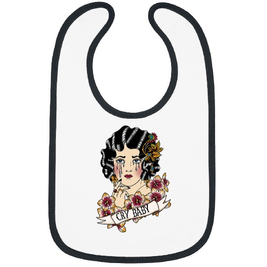 Cry Baby American Traditional Old School Lady Tattoo Bibs
