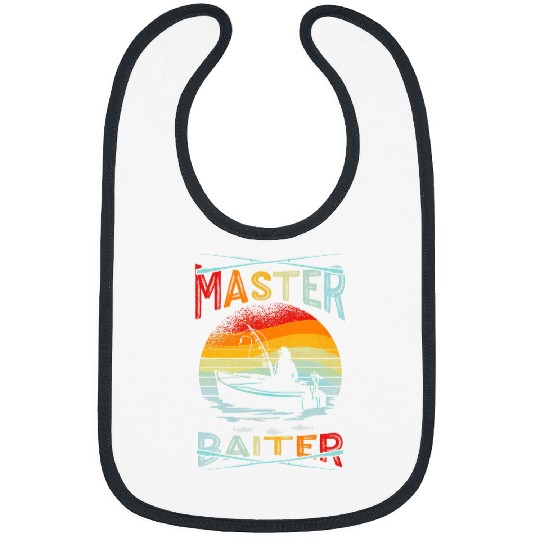 Funny Saying Master Baiter vintages Sunset Fishing Fishermen Bibs