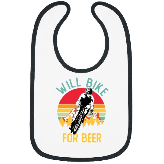 Beer Fun Will Bike For Beer Cycling Funny Bike Riding Cyclist Bibs