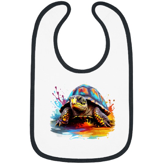 Colorful Box Turtle Lover Splash Art Bibs