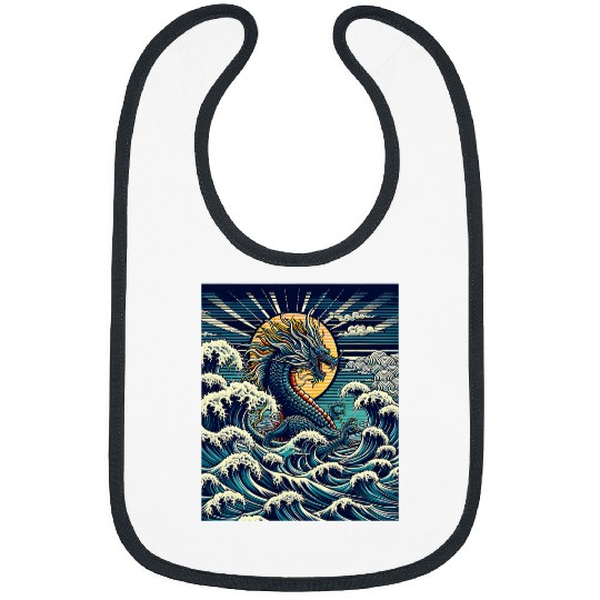 Dragon Pet Year of the Dragon with The Great Wave off Kanagawa 10 Bibs