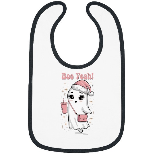 Coffee Fun Boo Yeah Cute ghosts Coffee Funny Women Girls Halloween 2 Bibs