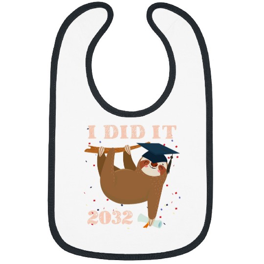Sloth Pet Sleeping Senior Class Of 2032 Graduation Kids Bibs