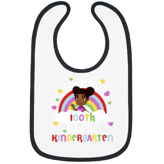 Happy 100th Day Of Kindergarten African American Girl Kids Bibs