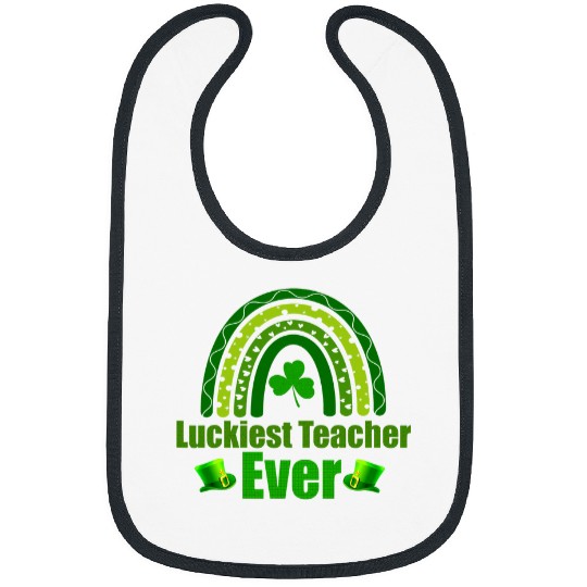 Discover Luckiest Teacher Ever rainbow St Patricks Day Teaching Bibs