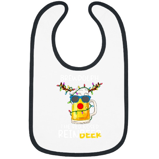 Beer Fun Beer Reindeer Beer Rudolph Brewdolph Funny Christmas Pajamas Bibs