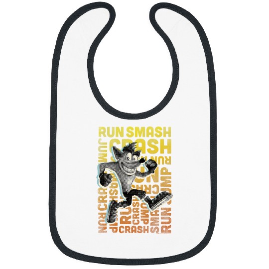 Crash Bandicoot Run Smash Crash Gradient Text Logo Jumble Bibs