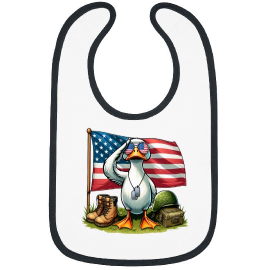 Duck Pet Salute Duck American USA Flag Memorial Day 4th of July Bibs