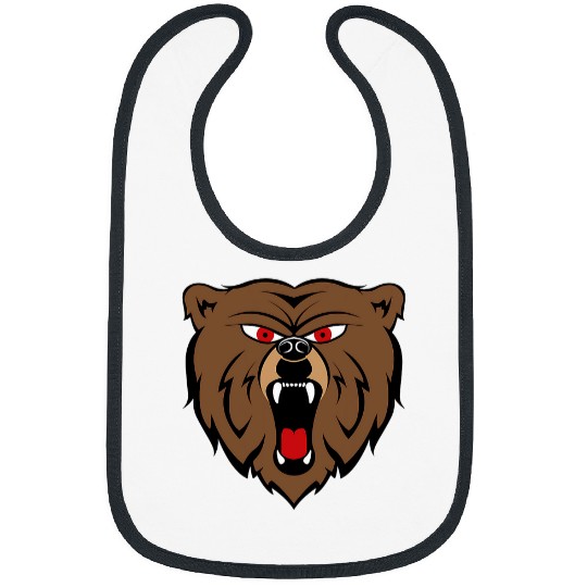 Bear Pet Creative Oversized Bear Head Face Print Bold Grizzly Bibs