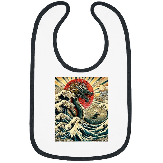 Dragon Pet Year of the Dragon with The Great Wave off Kanagawa 1 Bibs