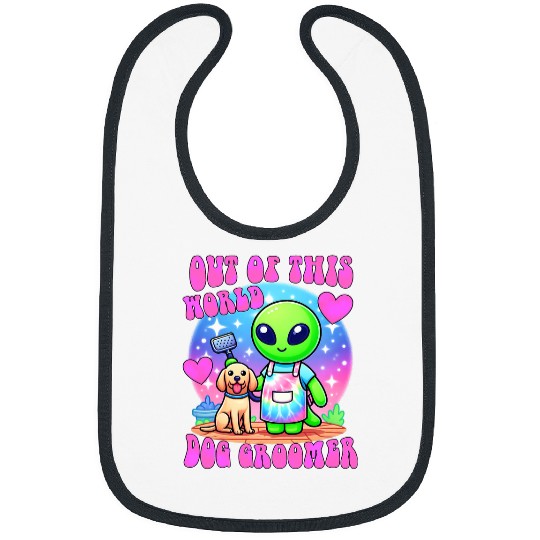 Cute alien dog groomer ufo space funny dogs grooming job tee Bibs