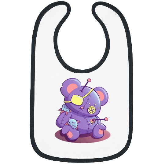 Bear Pet Purple Bear Broken Voodoo Doll Cute Kawaii Pastel Goth Bibs