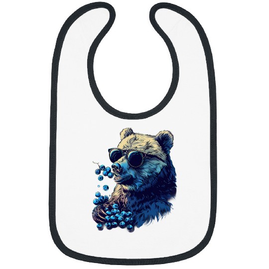 Bear Pet Blueberry Bear Sunglasses Portrait Drawing Blueberry Fruit Bibs