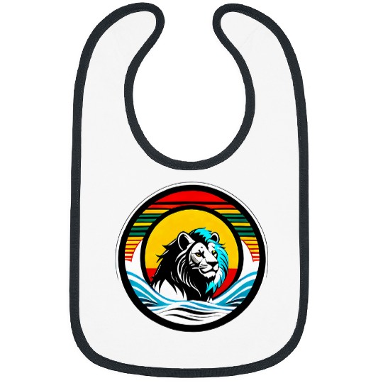 Lion Pet Majestic Big Cat Line Art Afrocentric Lion Illustration Bibs