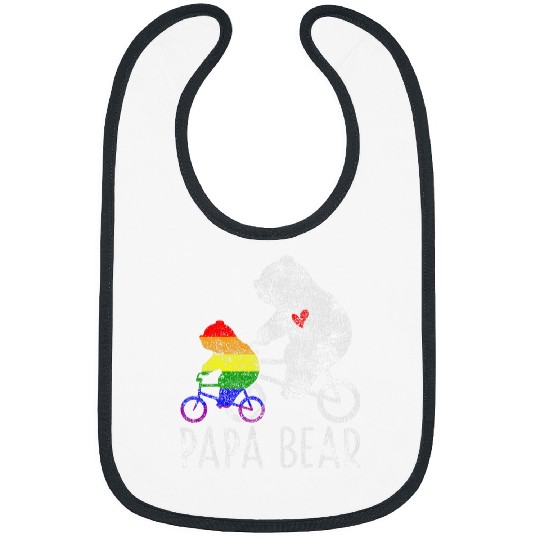 Bear Pet papa bear rainbow dad support far bicycle love Bibs