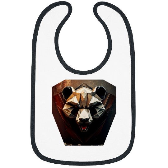Panda Pet Angry Bear Panda Paper Sculpture 2Low Polygon Digital Art Bibs