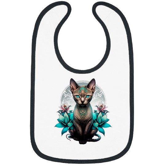 Cool Mandala cat tattoo Design For Women Cat face mandala Bibs