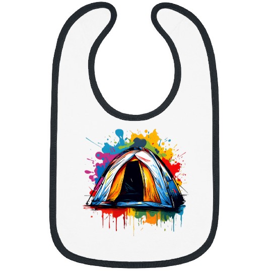 Camping Tent Splashes Art Colorful Outdoor Adventurer Camper Bibs