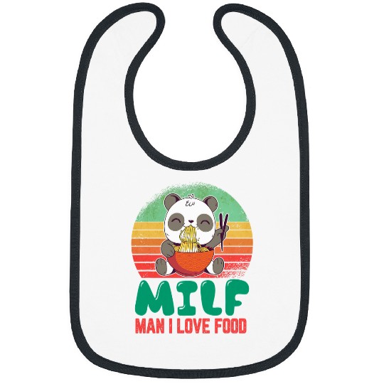 Panda Pet Man I Love Food Cute Kawaii Panda Ramen Sunset Funny Saying Bibs