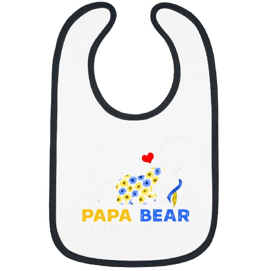 Bear Pet Papa Bear Down Syndromes Awareness Blue Yellow Ribbon Bibs