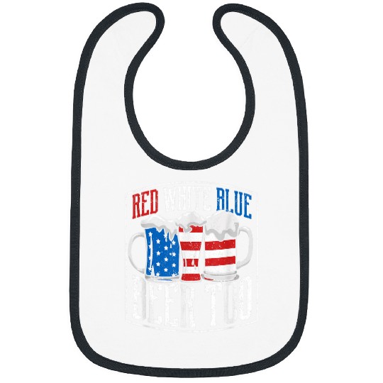 Beer Fun Red White Blue and Beer Too 4th of July US Flag Patriotic Bibs