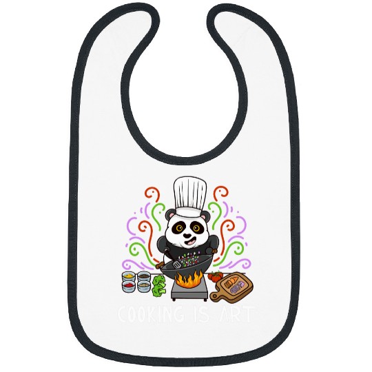 Panda Pet Cooking Is Art Panda Pan Fry Chef Kawaii Anime Manga Otaku Bibs