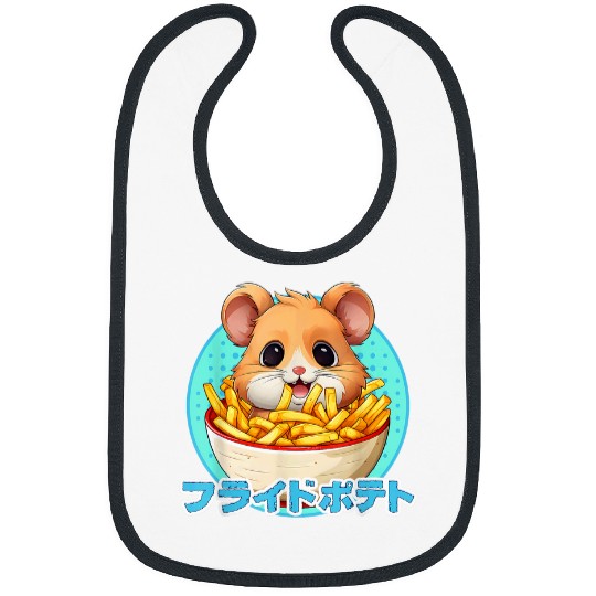 Hamster Pet Eating French Fries Kawaii Hamster Anime Teen Bibs