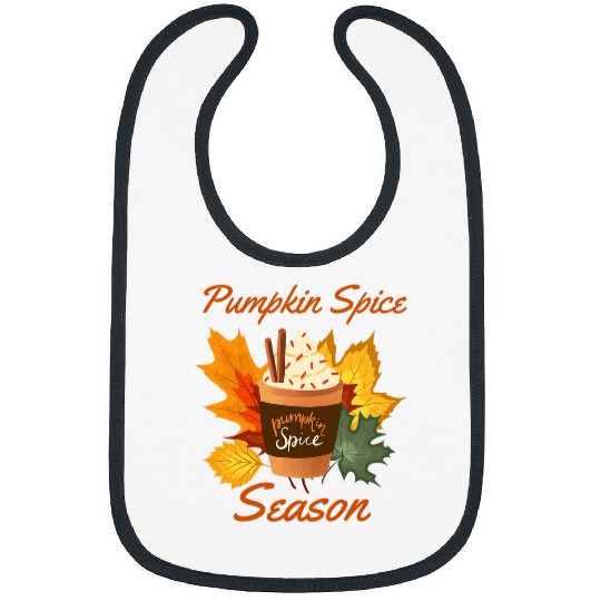 Coffee Fun Pumpkin Spice Season with Fall Leaves and Coffee Cup Bibs