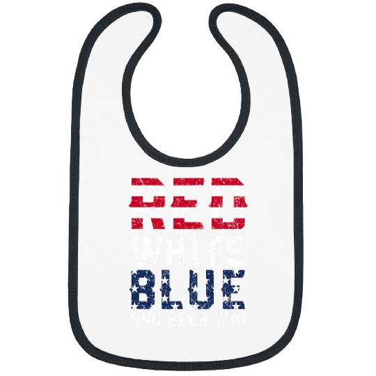 Beer Fun Red White Blue and Beer Too 4th of July Drinking Bibs