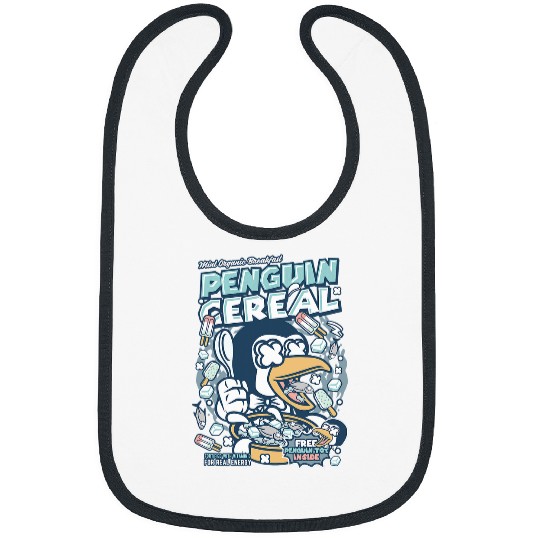 Penguin Pet Fun Penguin Cereal Comic Cartoon Bird Kids Teen Bibs