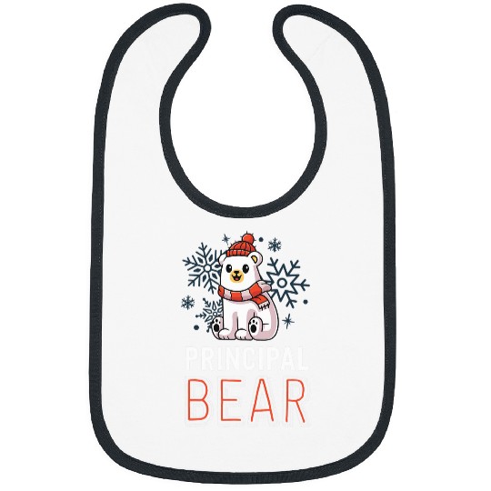 Bear Pet Principal Bear School Christmas Polar Bear Holiday Bibs