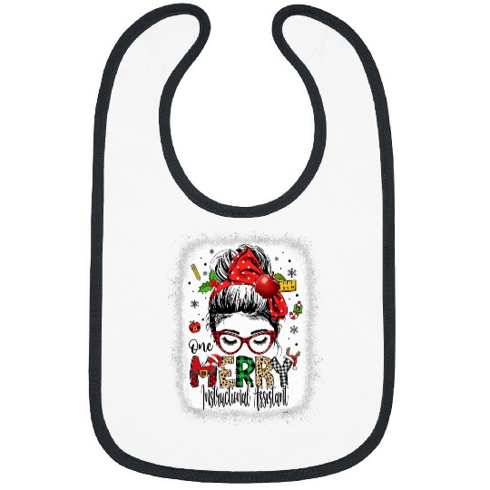 Instructional Assistant Christmas Messy Bun Teacher Aide Bibs