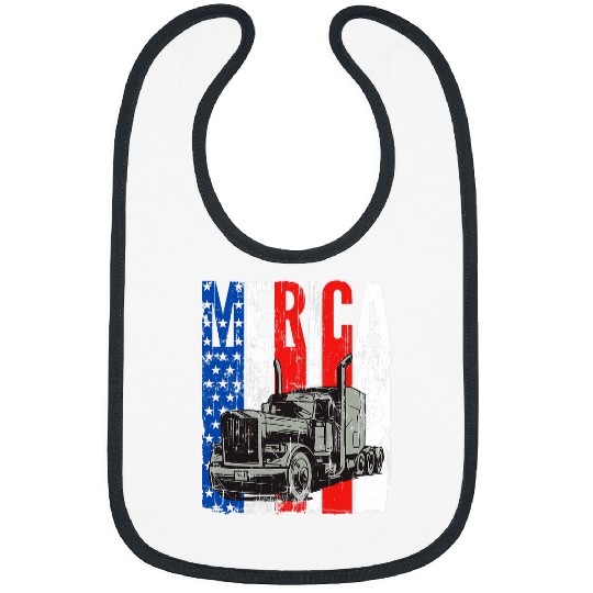 Merica Heavy Truck Driver American Flag Patriotic Trucker Bibs