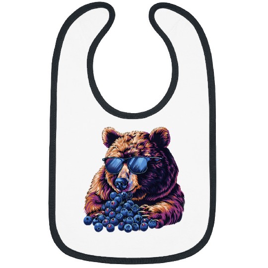 Bear Pet Blueberry Bear Sunglasses Blueberry Fruit Portrait Drawing Bibs