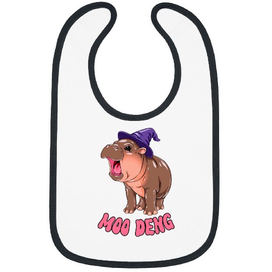 Hippo Pet MOO DENG Baby Pygmy Hippo Wearing Witch Hat Fun Halloween Bibs